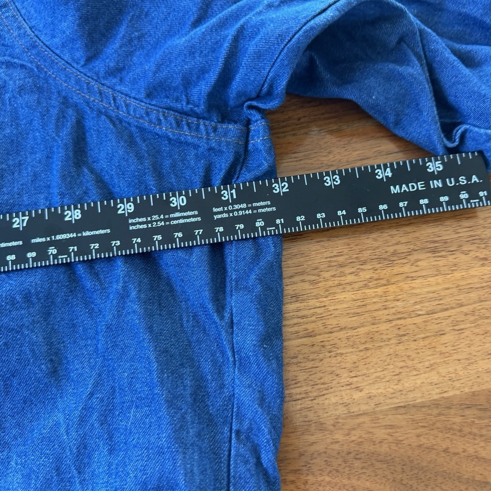 Wrangler Mens 3X Western Denim Shirt Blue Pearl Snap Raw Hem Long Sleeve Big - Picture 5 of 8